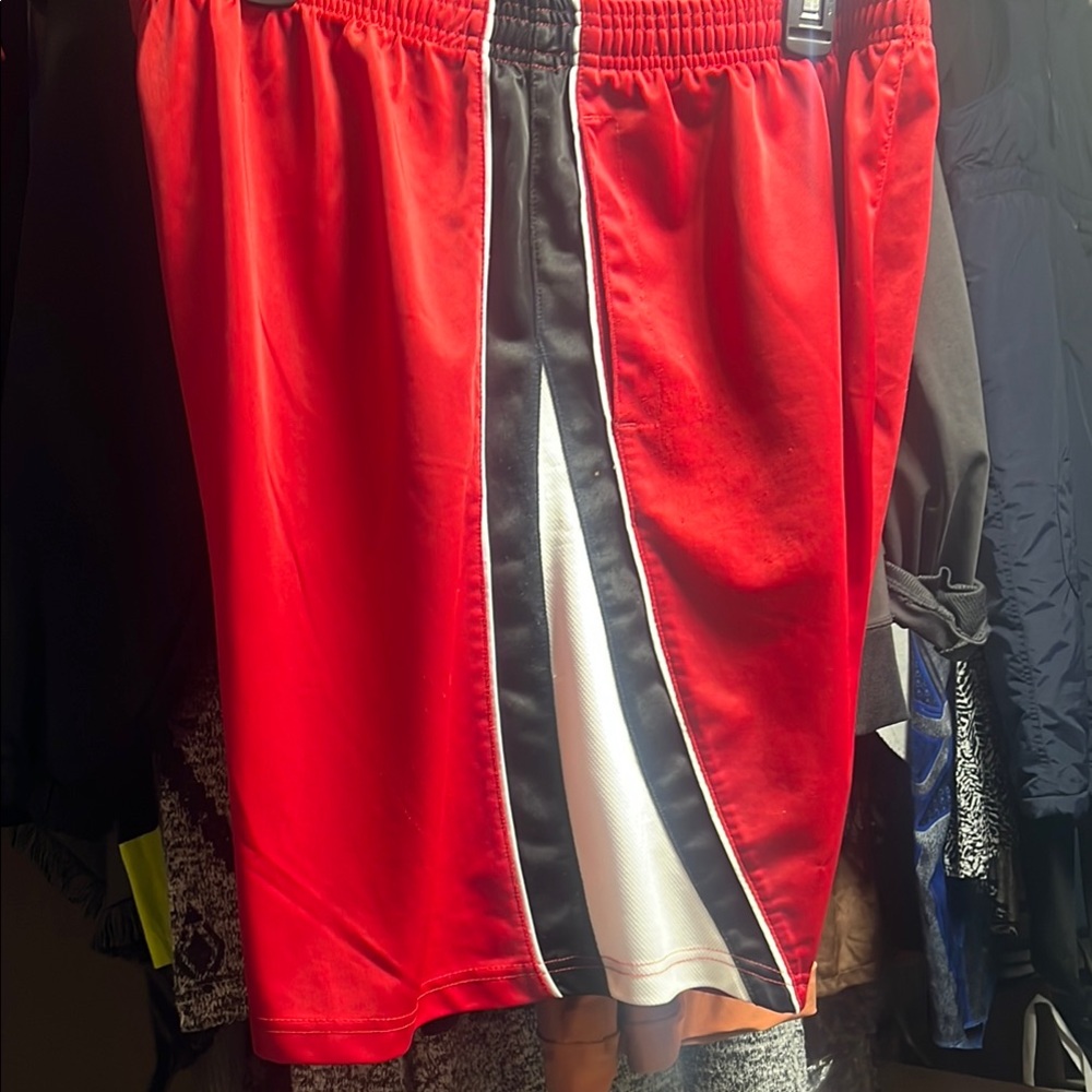 Athletech Red and Black Athletic Shorts with Elastic Waistband